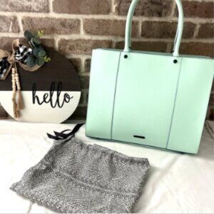 REBECCA MINKOFF Mint Green Safianno Leather Tote Bag with Dustbag EUC